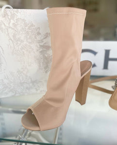 Beige peep hot sale toe boots