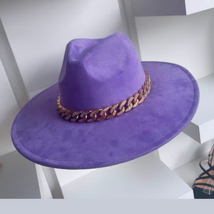 SUEDE GOLD CHAN FEDORA HATHATDRESSLauraliverpoolboutiqueMEDIUMPURPLESUEDE GOLD CHAN FEDORA HAT