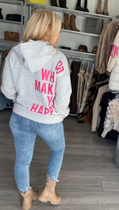 WHAT MAKES YOU HAPPY HOODIETOPSLauraliverpoolboutiqueLauraliverpoolboutiqueBLACK FITS 8-14 PINK GREY GREY1402235422FITS 8-14GREYWHAT MAKES YOU HAPPY HOODIE